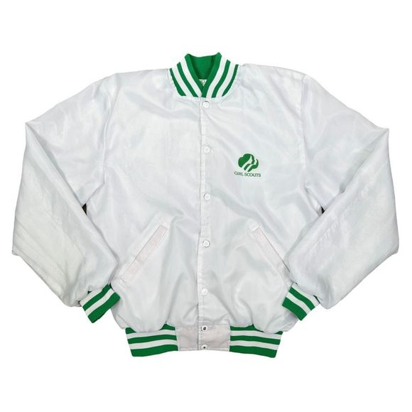 Vintage 90’s Girl Scouts of America Satin Varsity Jacket - Size Smalll - Picture 1 of 12